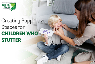 Child in stuttering therapy, building communication skills